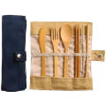 Portable reusable bamboo utensil bamboo cutlery set